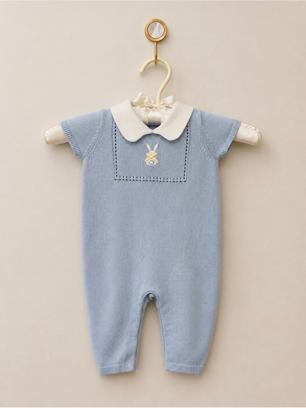 Janie and Jack | Light Blue Embroidered Bunny Romper